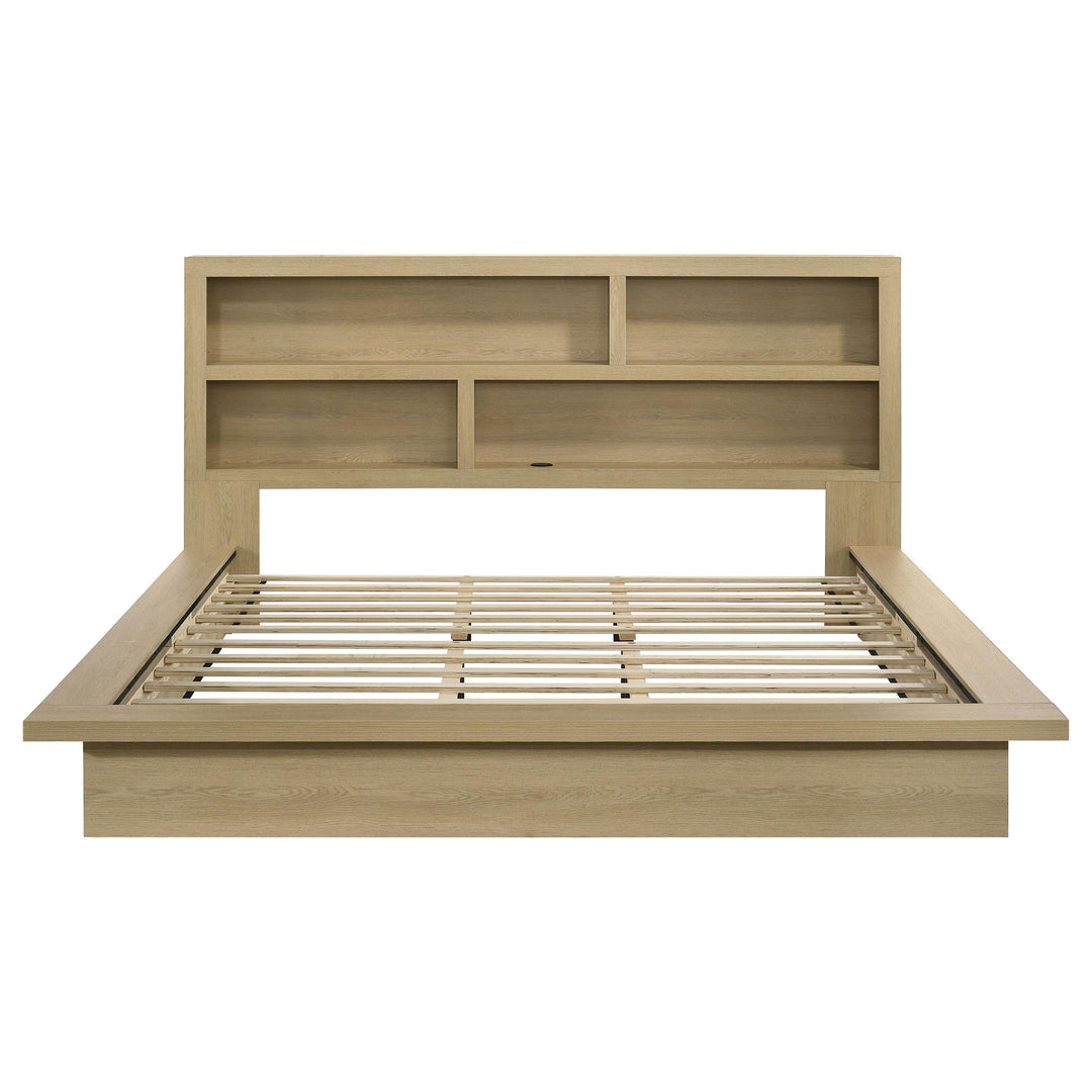 Hendricks Eastern King Bookcase Headboard Platform Bed Light Oak