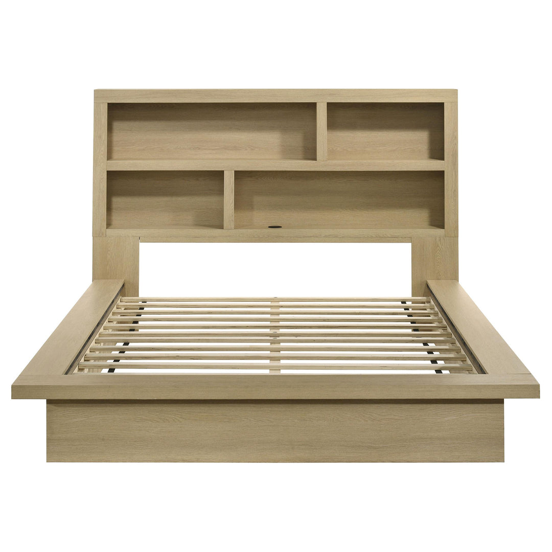 Hendricks Queen Bookcase Headboard Platform Bed Light Oak