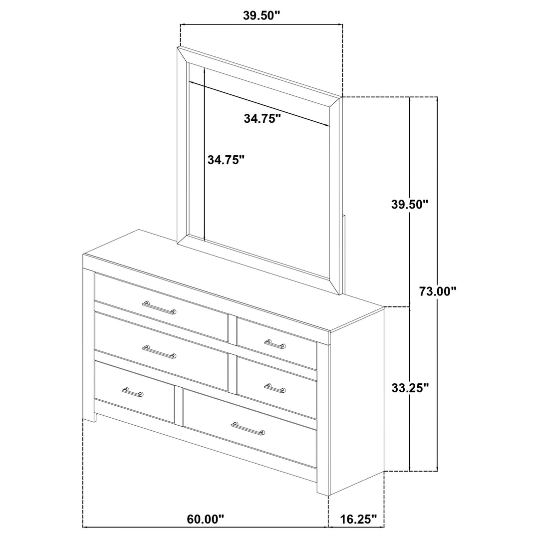 Hendricks 6-drawer Bedroom Dresser and Mirror Light Oak