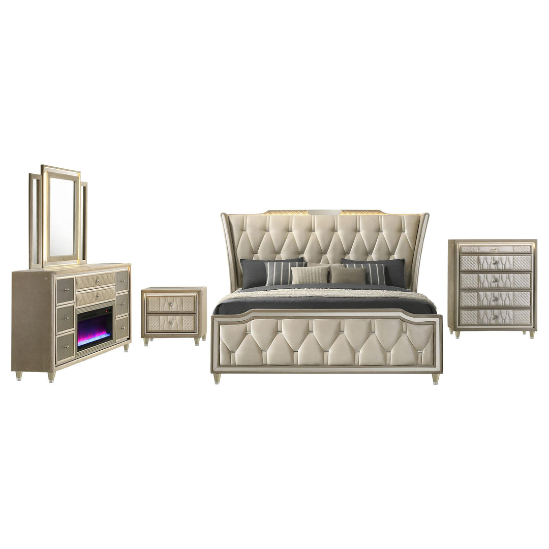 Lorient 5-piece California King Bedroom Set Ivory and Camel