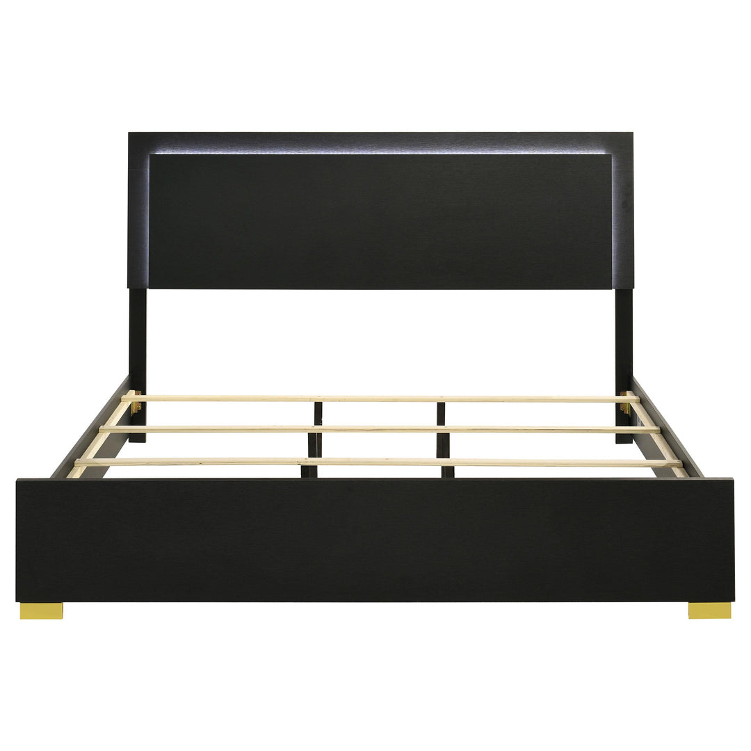 Marceline Wood Eastern King LED Panel Bed Black