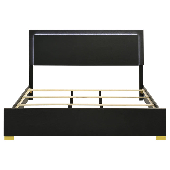 Marceline Wood Eastern King LED Panel Bed Black