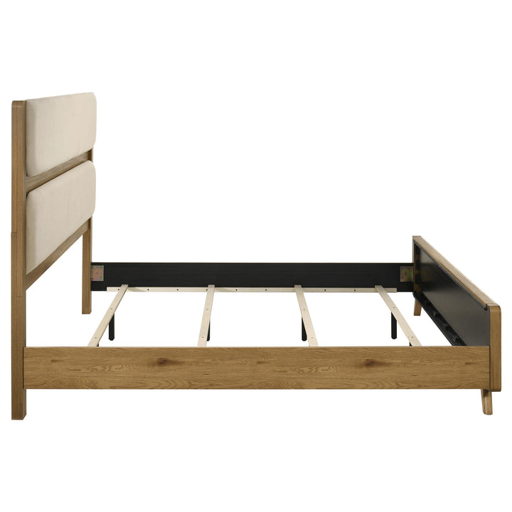 Bennett 78-inch Eastern King Upholstered Panel Bed Cream and Light Oak