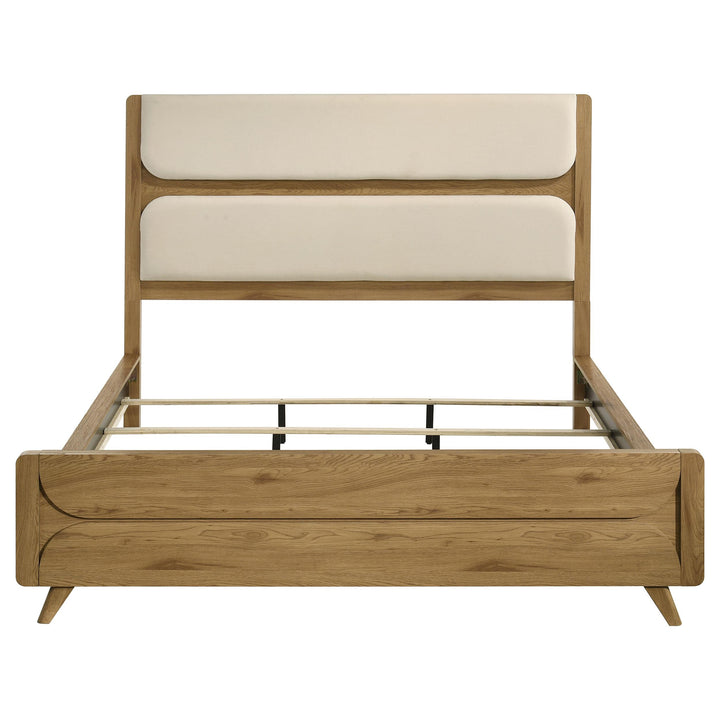 Bennett 78-inch California King Upholstered Panel Bed Cream and Light Oak