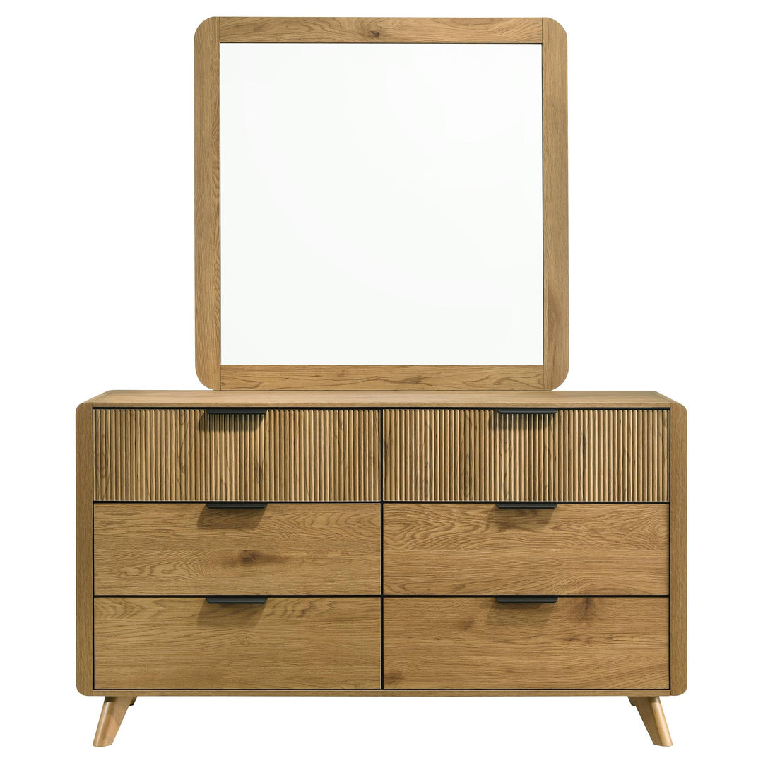 Bennett 6-drawer Bedroom Dresser and Mirror Set Light Oak