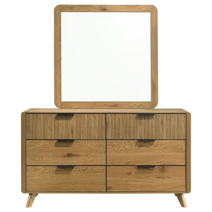 Bennett 6-drawer Bedroom Dresser and Mirror Set Light Oak