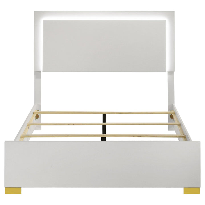 Marceline Wood Full LED Panel Bed White