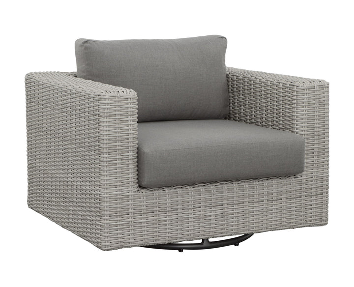 Blakley - Outdoor Swilvel Chair (Set of 2) With Half Round Wicker - Gray