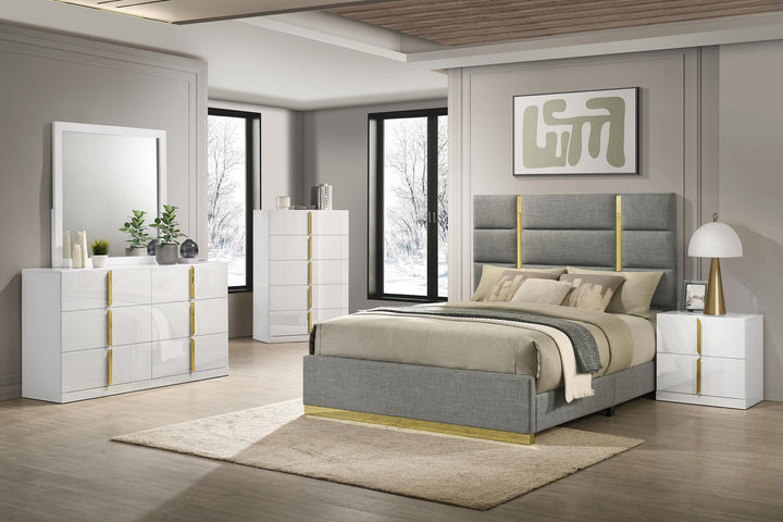 Ines 56-inch Fabric Upholstered Queen Panel Bed Grey