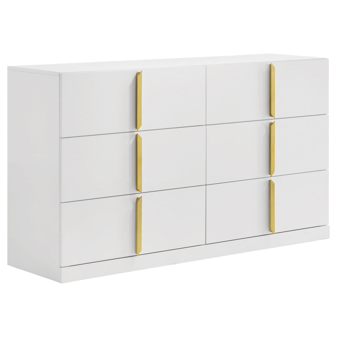 Ines 4-piece Queen Bedroom Set Navy and White High Gloss