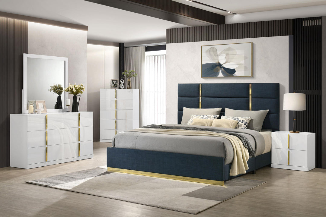 Ines 6-drawer Bedroom Dresser with Mirror White High Gloss
