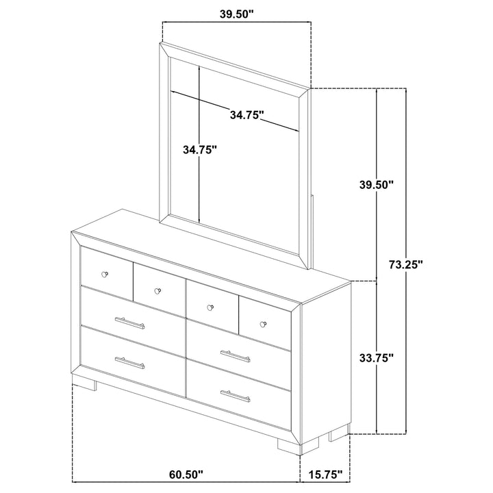Arielle 6-drawer Bedroom Dresser with Mirror Light Oak