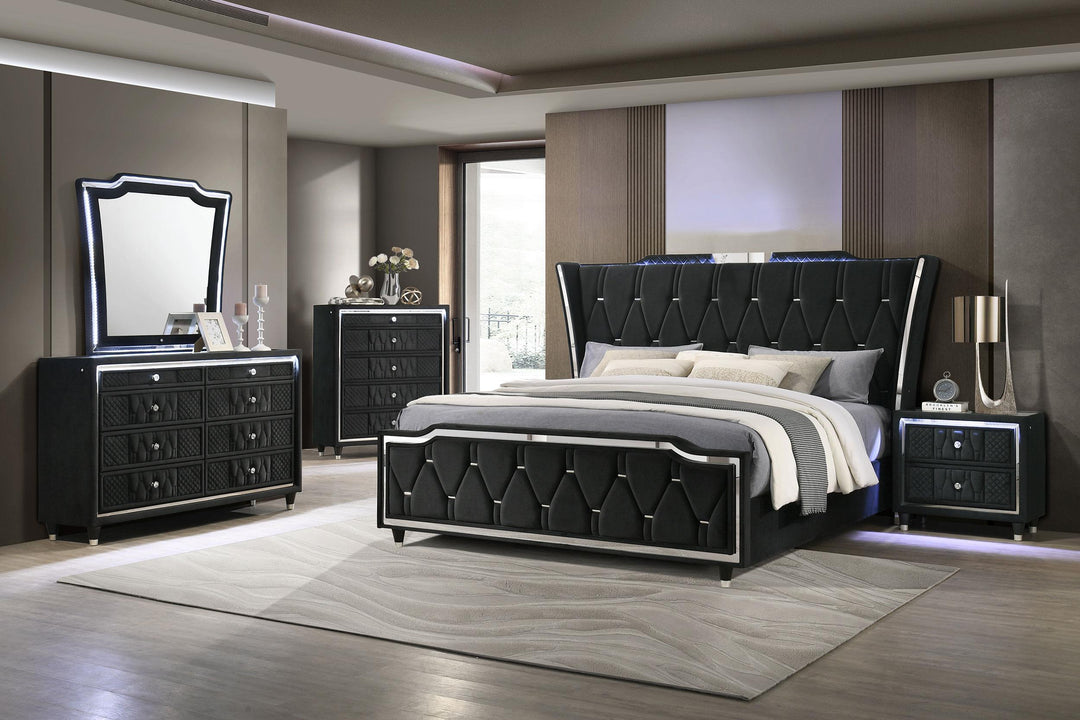 Lorient 2-drawer LED Nightstand with USB Black