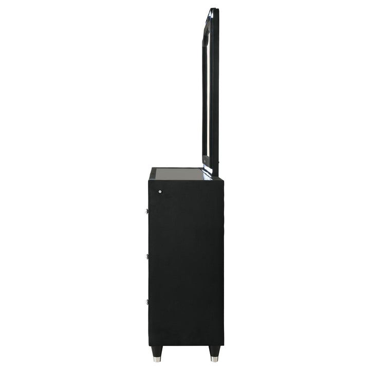 Lorient 8-drawer LED Flame Box Dresser and Mirror Black