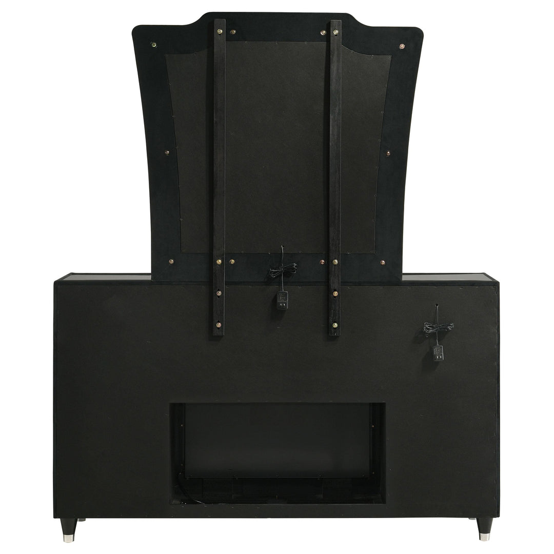 Lorient 8-drawer LED Flame Box Dresser and Mirror Black