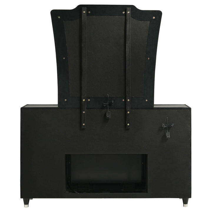 Lorient 8-drawer LED Flame Box Dresser and Mirror Black