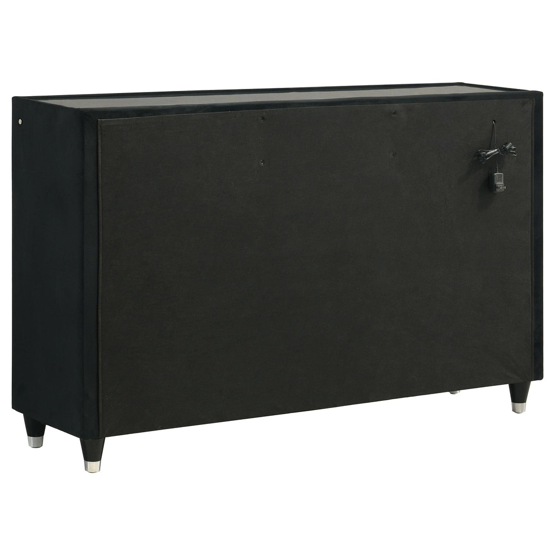 Ravenne 4-piece Velvet Upholstered Queen LED Bedroom Set Black