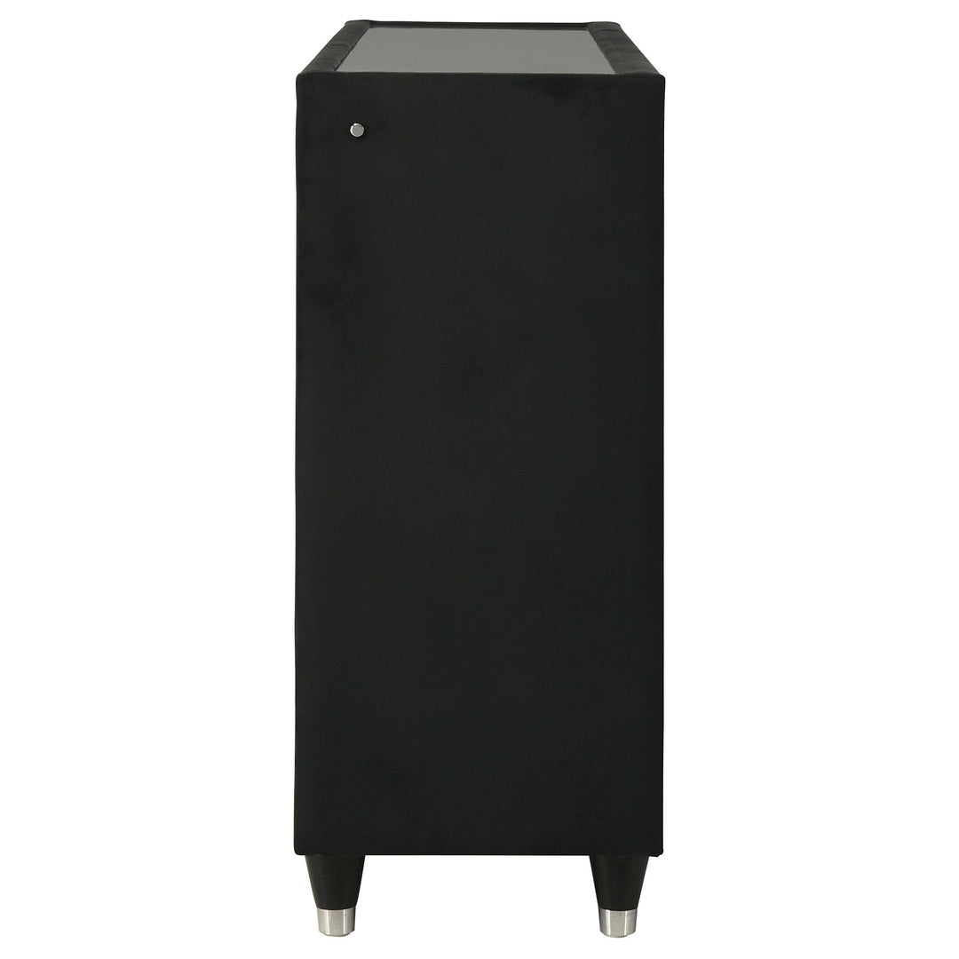 Ravenne 8-drawer Velvet Upholstered LED Dresser Cabinet Black