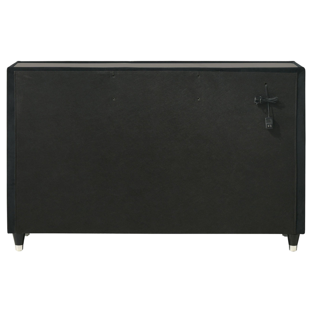 Ravenne 8-drawer Velvet Upholstered LED Dresser Cabinet Black