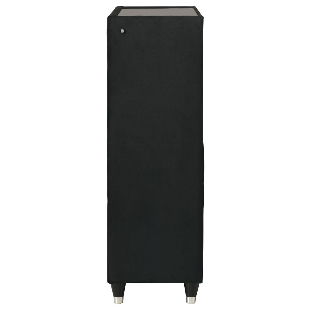 Ravenne 5-drawer Velvet Upholstered LED Chest of Drawers Black