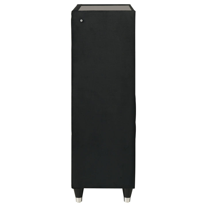 Ravenne 5-drawer Velvet Upholstered LED Chest of Drawers Black
