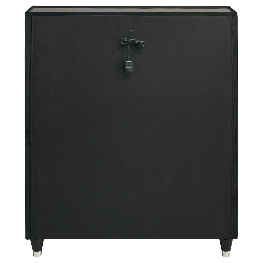 Ravenne 5-drawer Velvet Upholstered LED Chest of Drawers Black