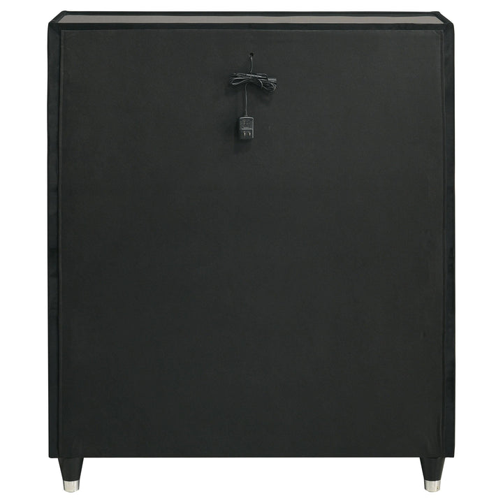Ravenne 5-drawer Velvet Upholstered LED Chest of Drawers Black