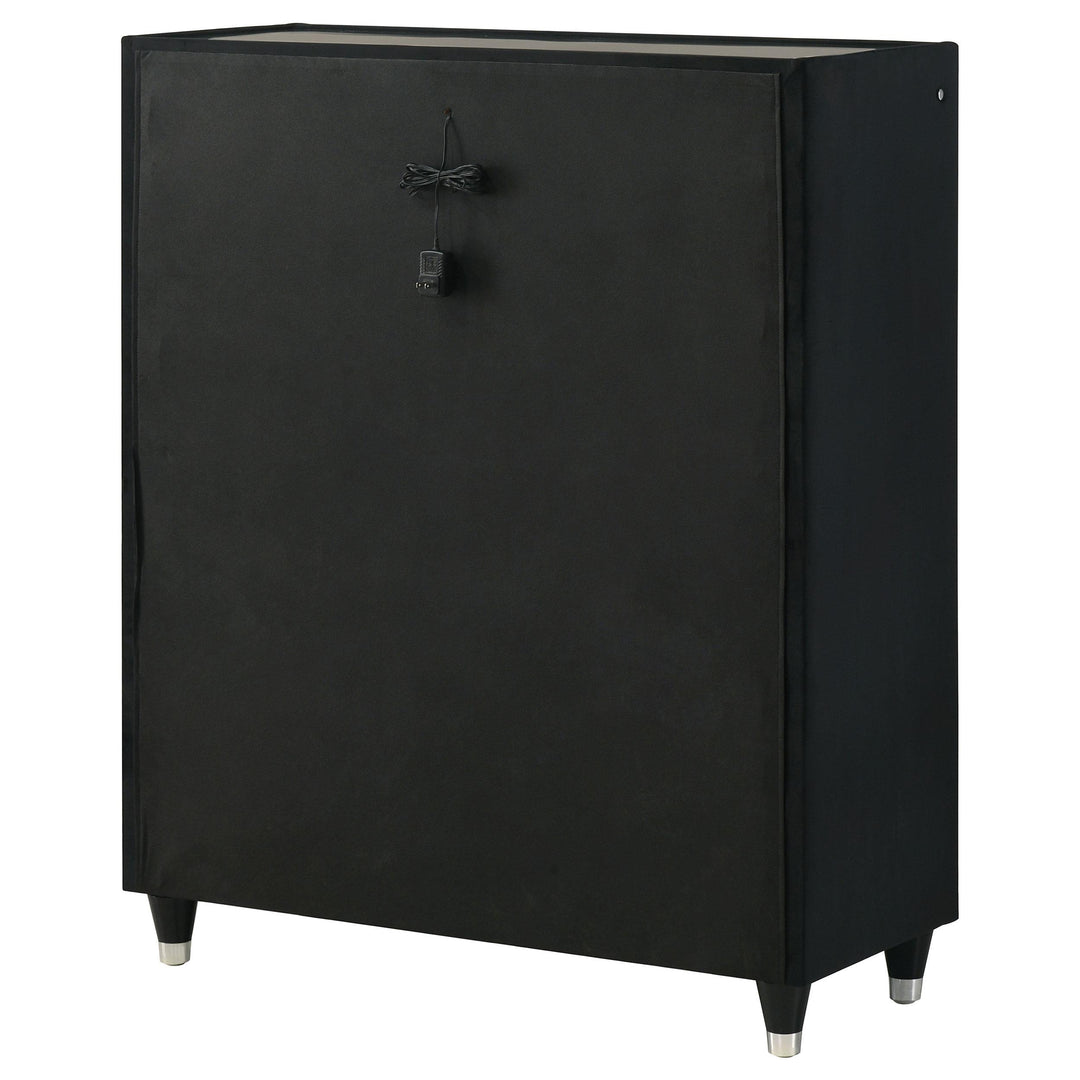 Ravenne 5-drawer Velvet Upholstered LED Chest of Drawers Black