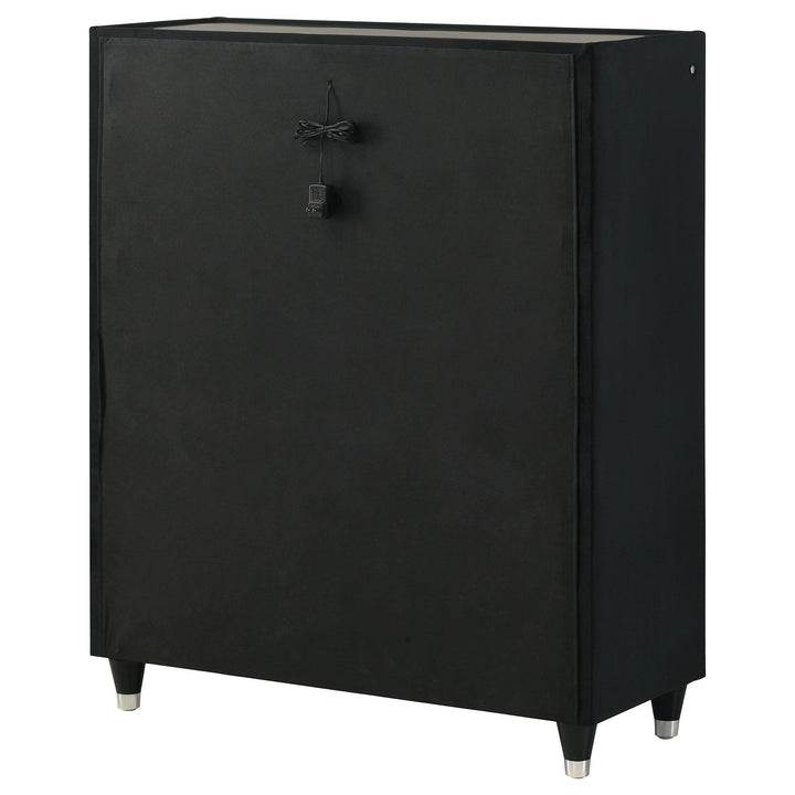 Ravenne 5-drawer Velvet Upholstered LED Chest of Drawers Black