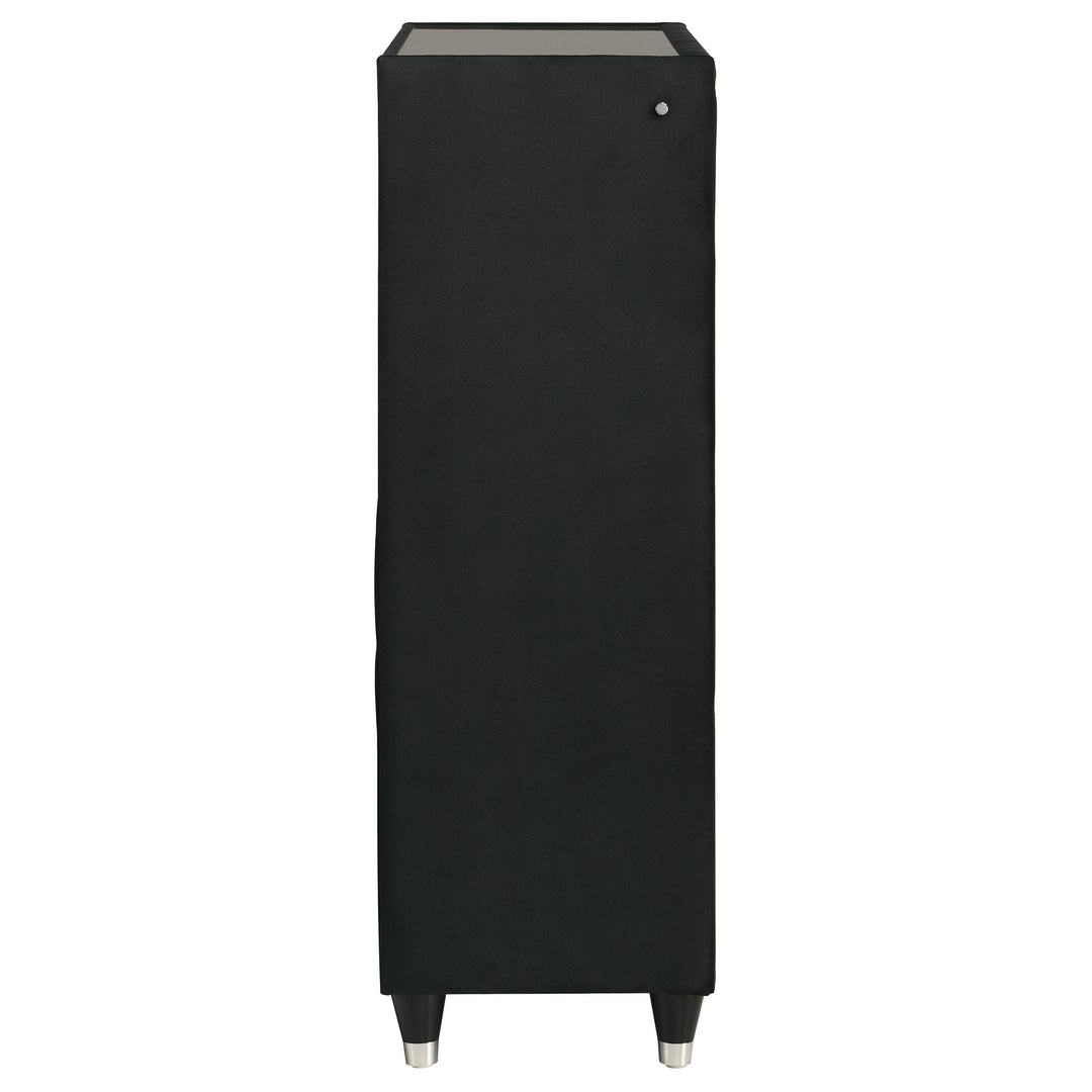 Ravenne 5-drawer Velvet Upholstered LED Chest of Drawers Black