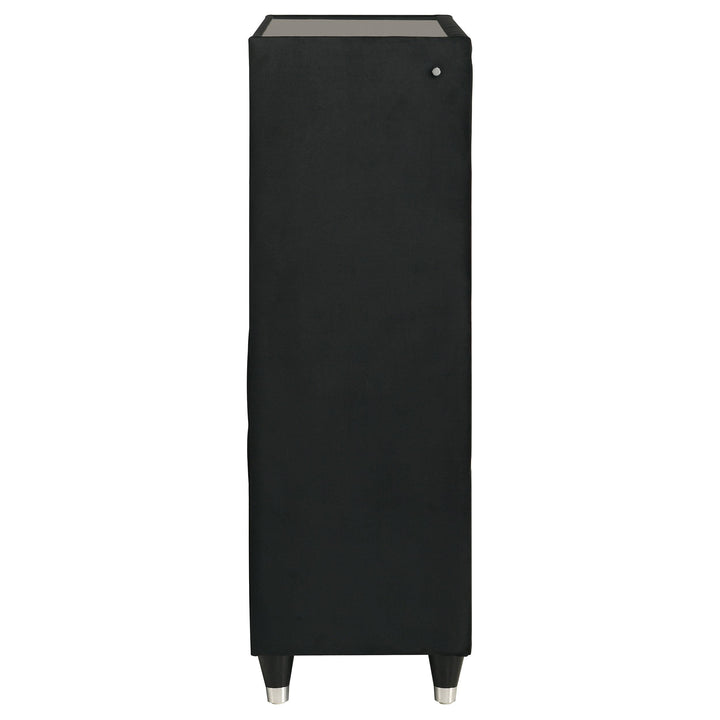 Ravenne 5-drawer Velvet Upholstered LED Chest of Drawers Black