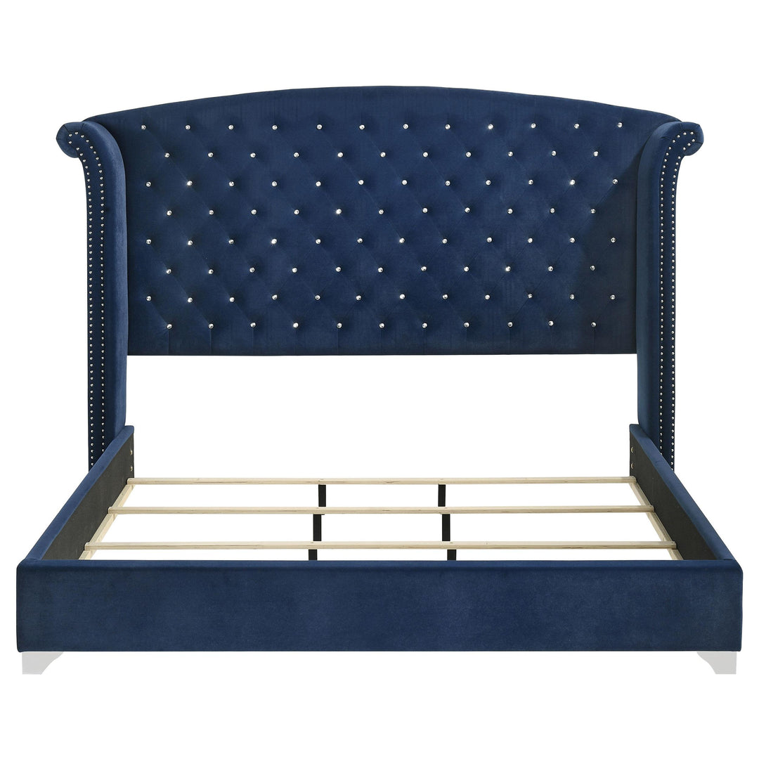 Melody Upholstered Eastern King Wingback Bed Pacific Blue