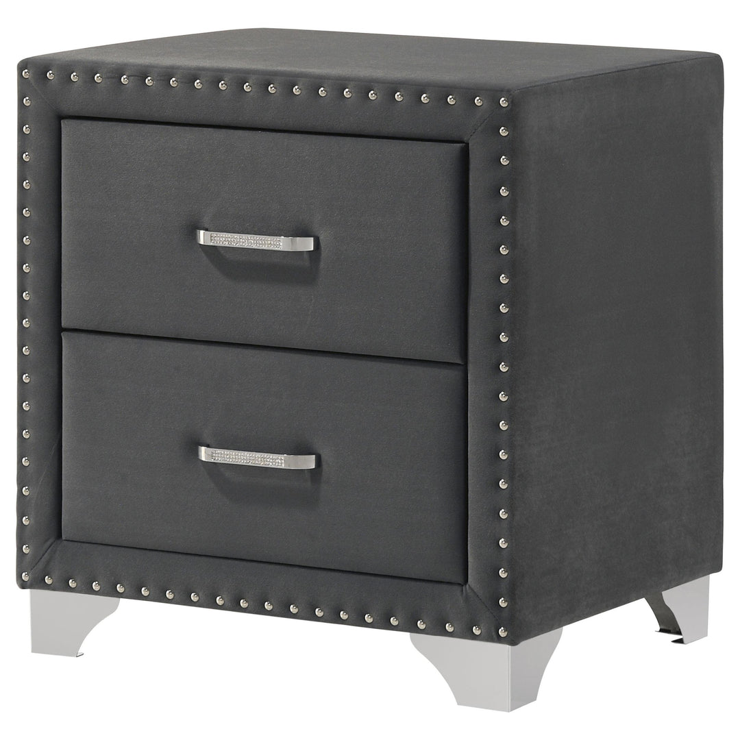 Melody Upholstered 2-drawer Nightstand Grey