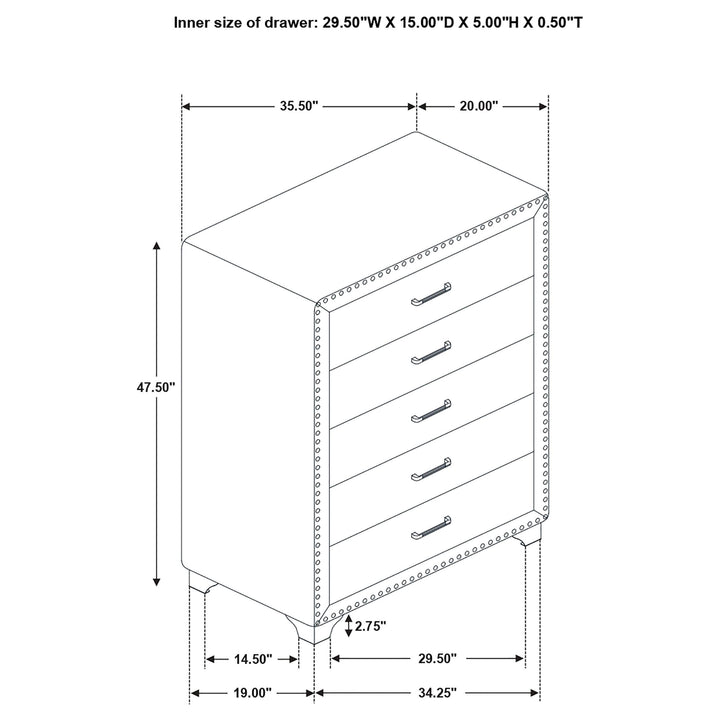 Melody Upholstered 2-drawer Nightstand Grey