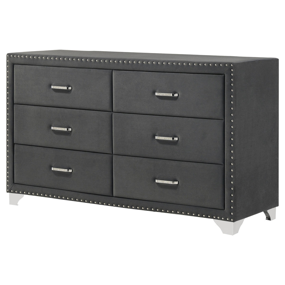 Melody 6-drawer Upholstered Dresser Grey