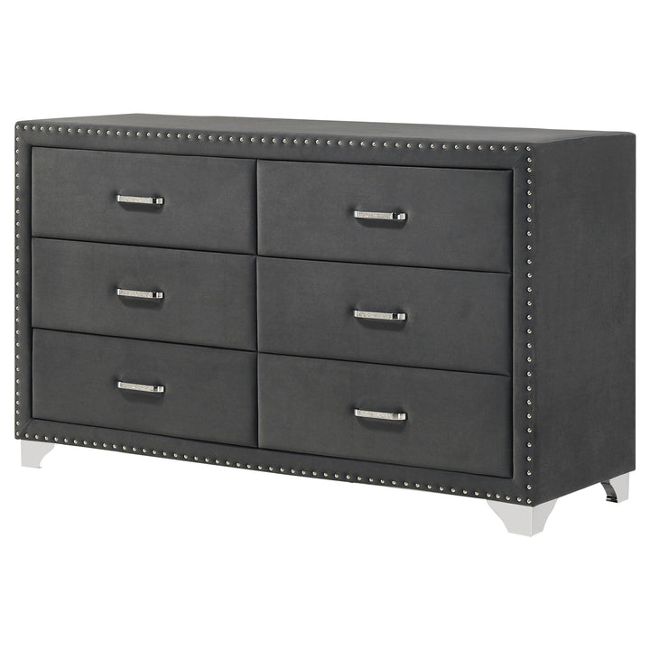 Melody 6-drawer Upholstered Dresser Grey