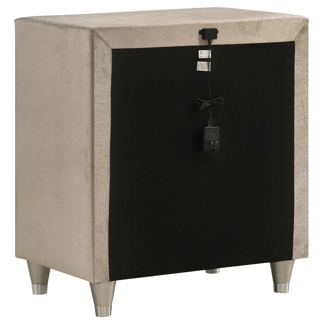 Antonella Upholstered 3-drawer Nightstand Ivory and Camel