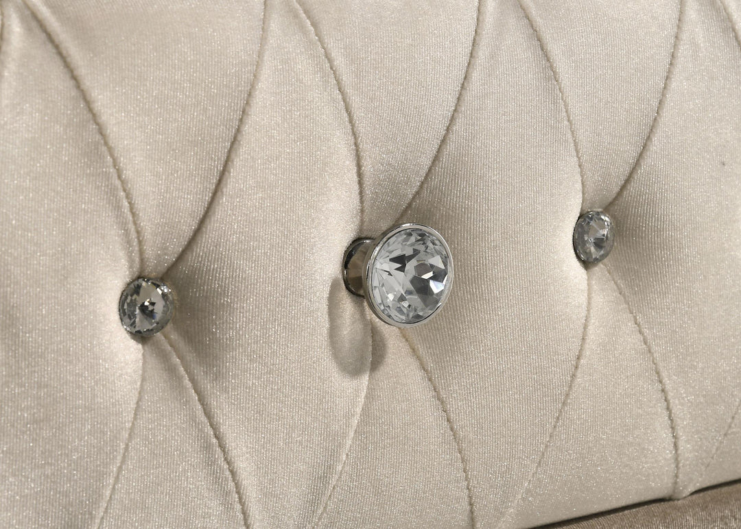 Antonella 7-drawer Upholstered Dresser with Mirror Ivory
