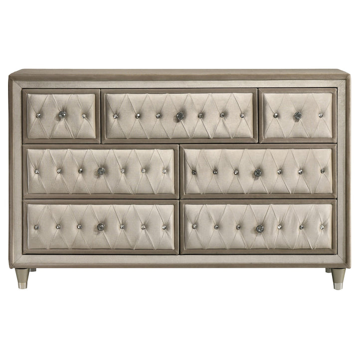 Antonella 7-drawer Upholstered Dresser Ivory and Camel