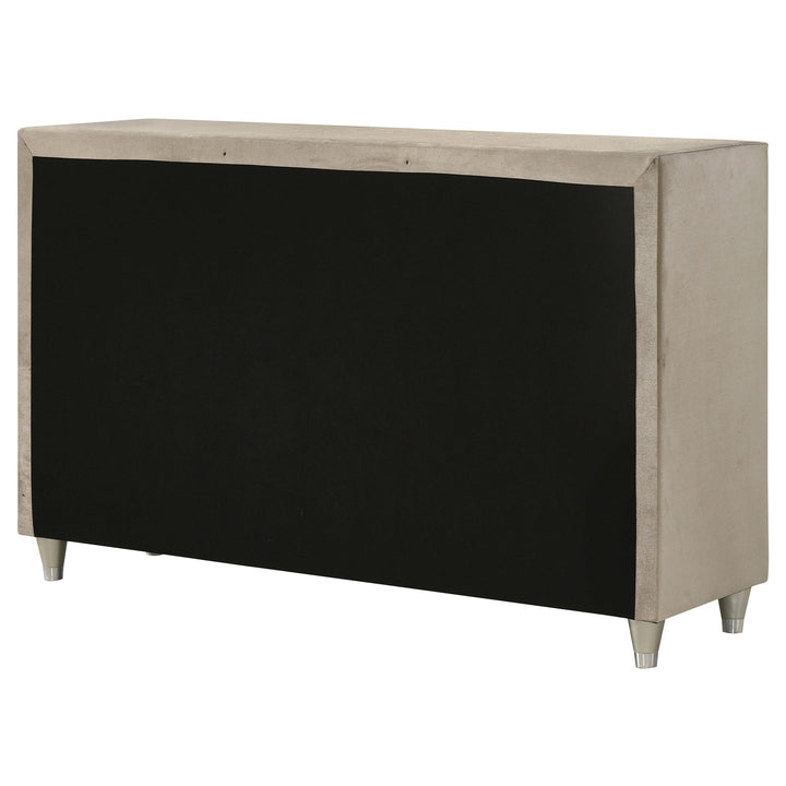 Antonella 7-drawer Upholstered Dresser Ivory and Camel