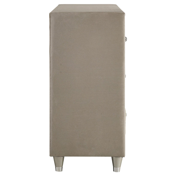 Antonella 7-drawer Upholstered Dresser Ivory and Camel
