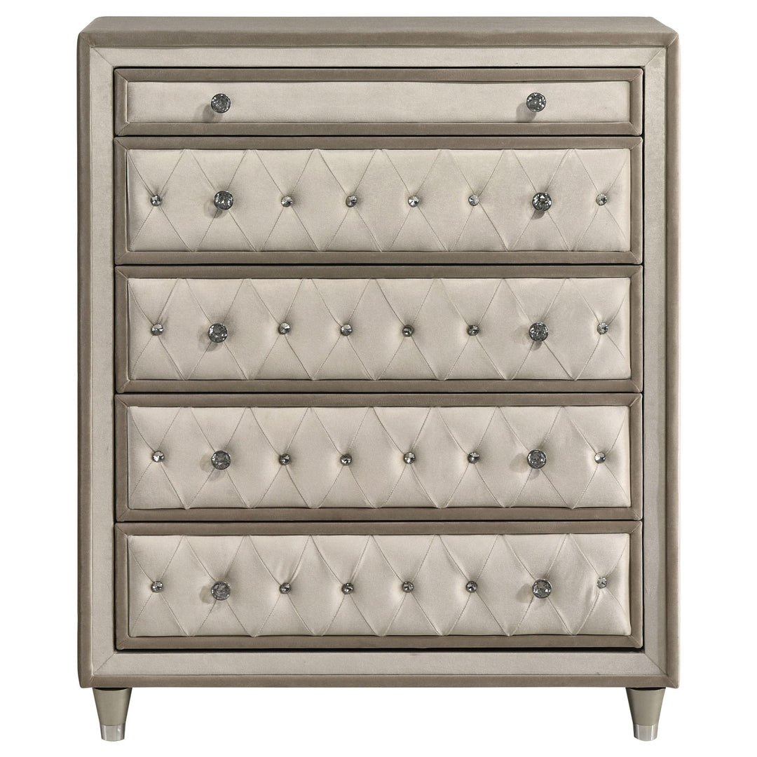 Antonella 5-drawer Bedroom Chest Ivory and Camel