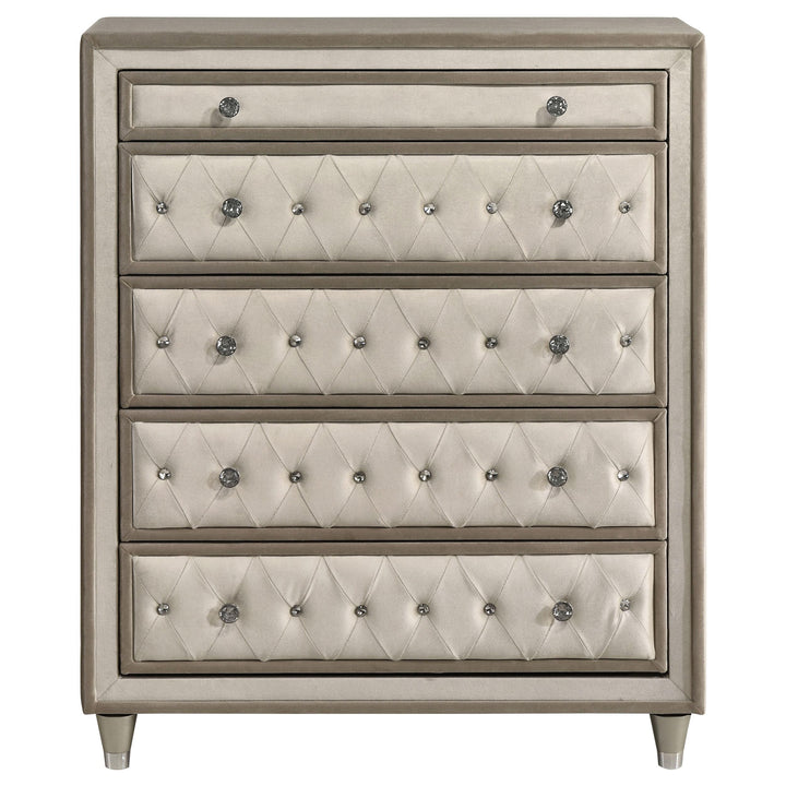 Antonella 5-drawer Bedroom Chest Ivory and Camel