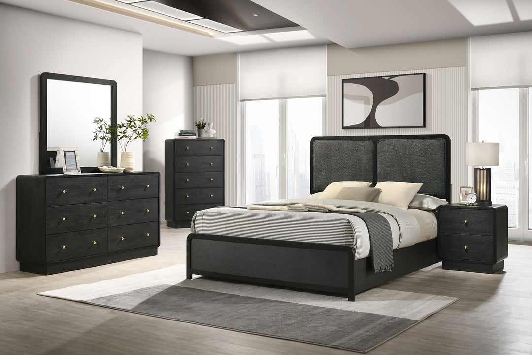 Cavelle 51-inch Upholstered Eastern King Panel Bed Black
