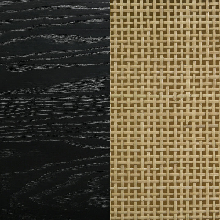 Arini Rattan Queen Panel Bed Black and Natural