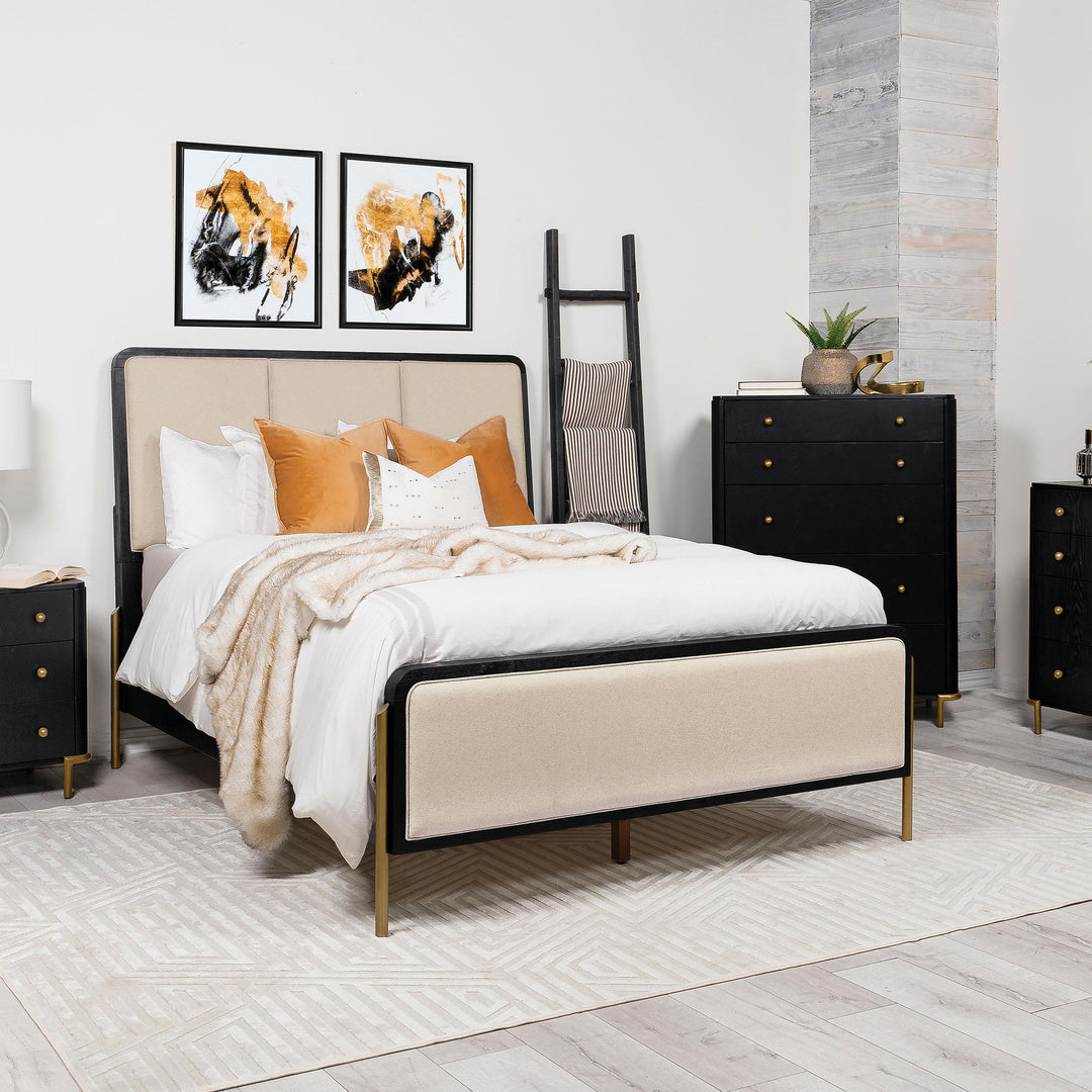 Arini 56-inch Eastern King Panel Bed Cream and Black