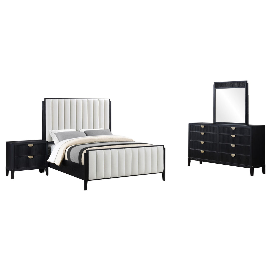 Brookmead 4-piece Upholstered Cal King Bedroom Set Black