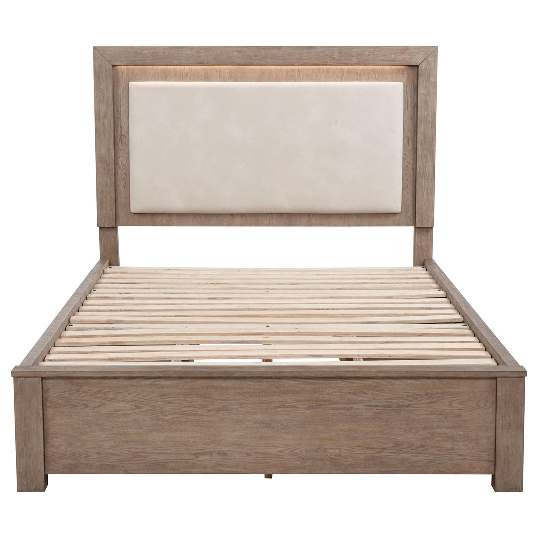 Kenora 56-inch Queen LED Storage Bed Barley Brown