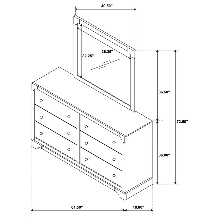 Gran Park 6-drawer Dresser and Mirror Dark Cocoa