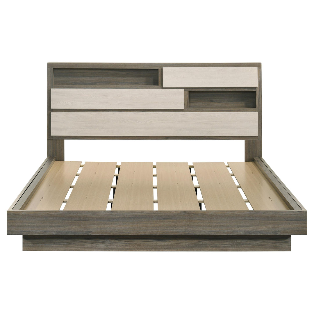 Fenwick California King Bed Bookcase Headboard Grey Oak